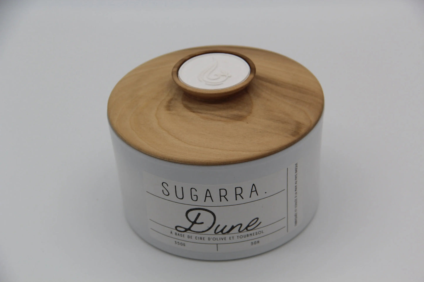 Bougie 350g avec couvercle en Bois spéciaux – Pièce n°02 ( Tulipier ) Sugarra