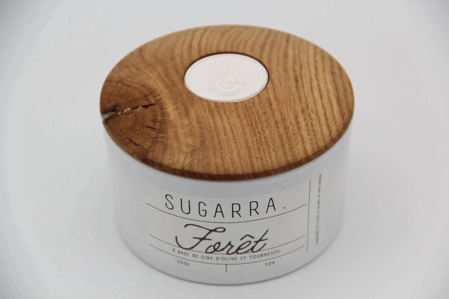 Bougie 350g avec couvercle en Chêne – Pièce n°01 Sugarra
