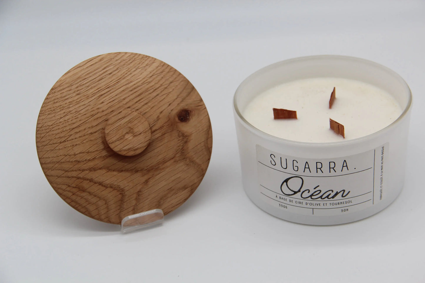 Bougie 350g avec couvercle en Chêne – Pièce n°05 Sugarra