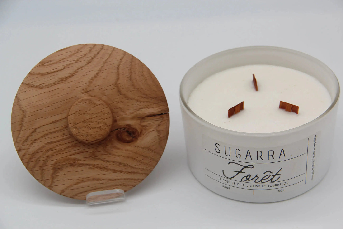 Bougie 350g avec couvercle en Chêne – Pièce n°05 Sugarra