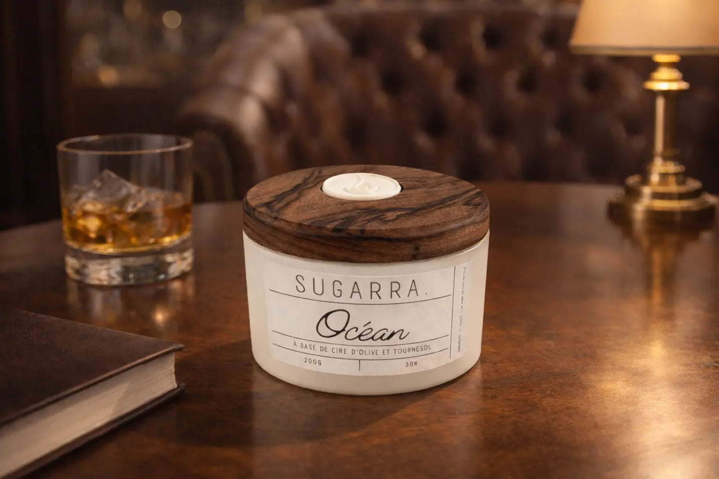 Bougie 350g avec couvercle en Noyer