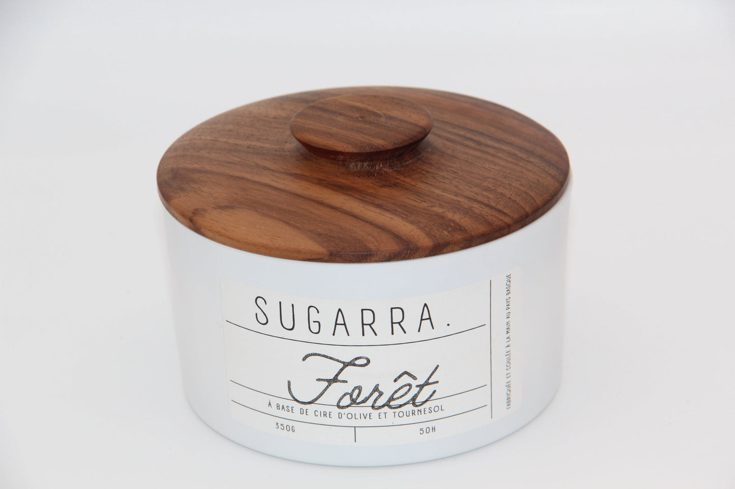 Bougie 350g avec couvercle en Noyer – Pièce n°03 Sugarra