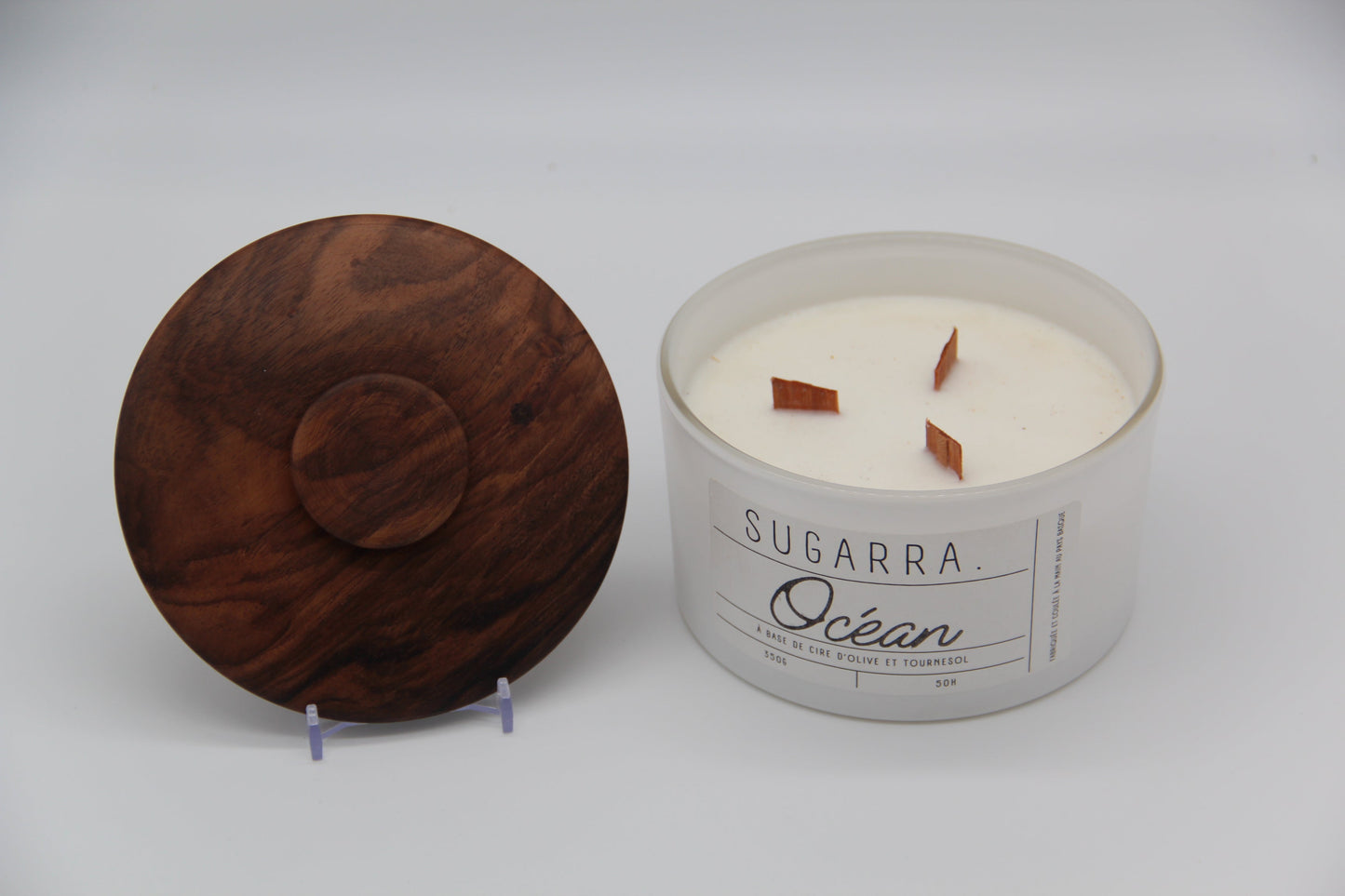 Bougie 350g avec couvercle en Noyer – Pièce n°04 Sugarra