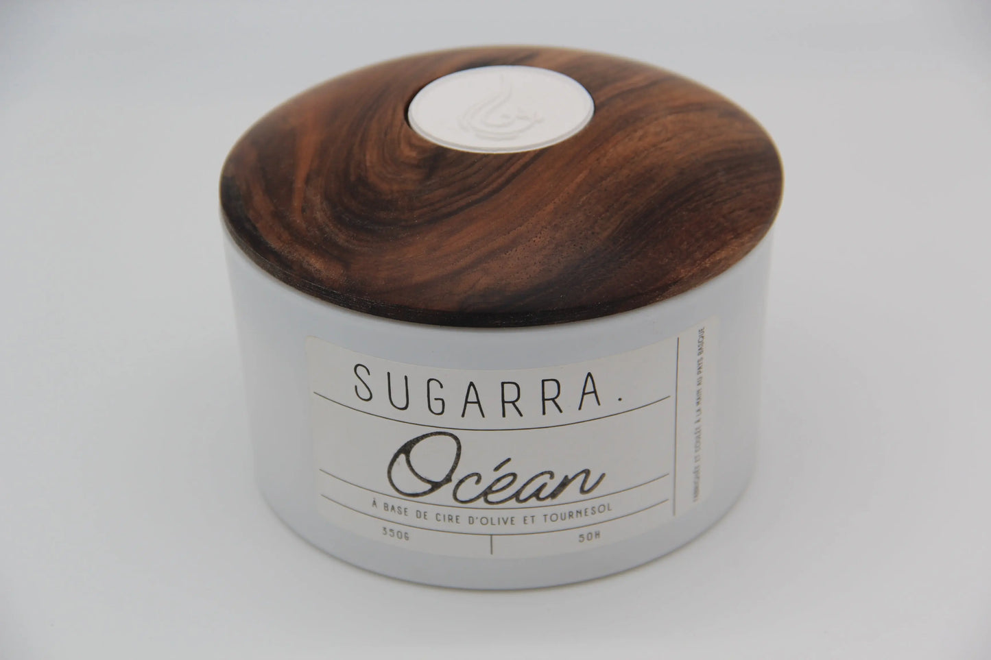 Bougie 350g avec couvercle en Noyer – Pièce n°06 Sugarra