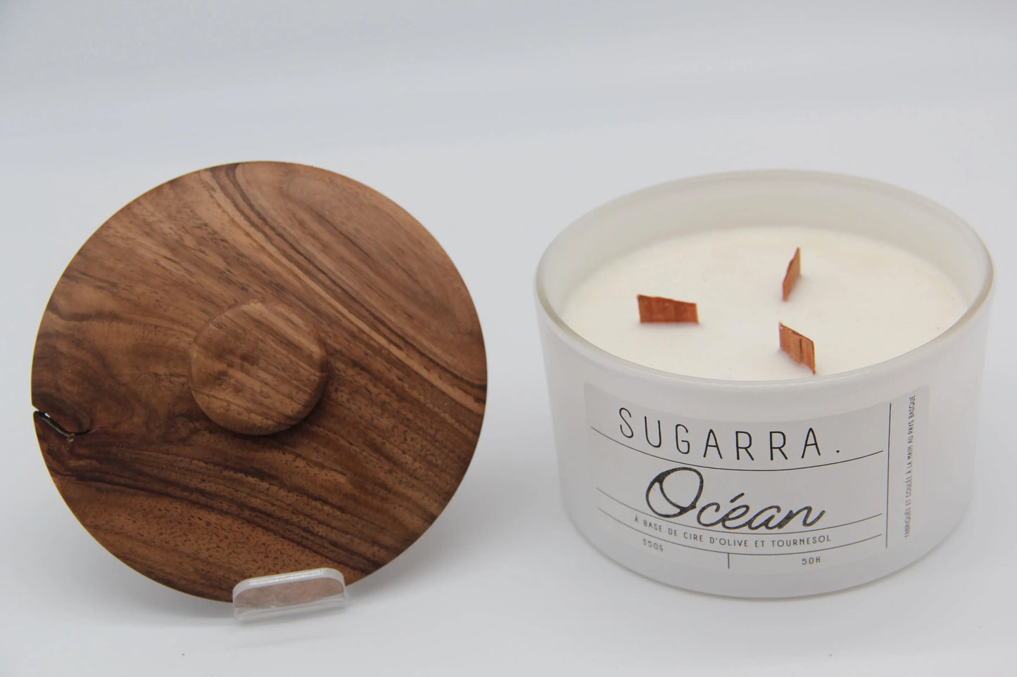 Bougie 350g avec couvercle en Noyer – Pièce n°07