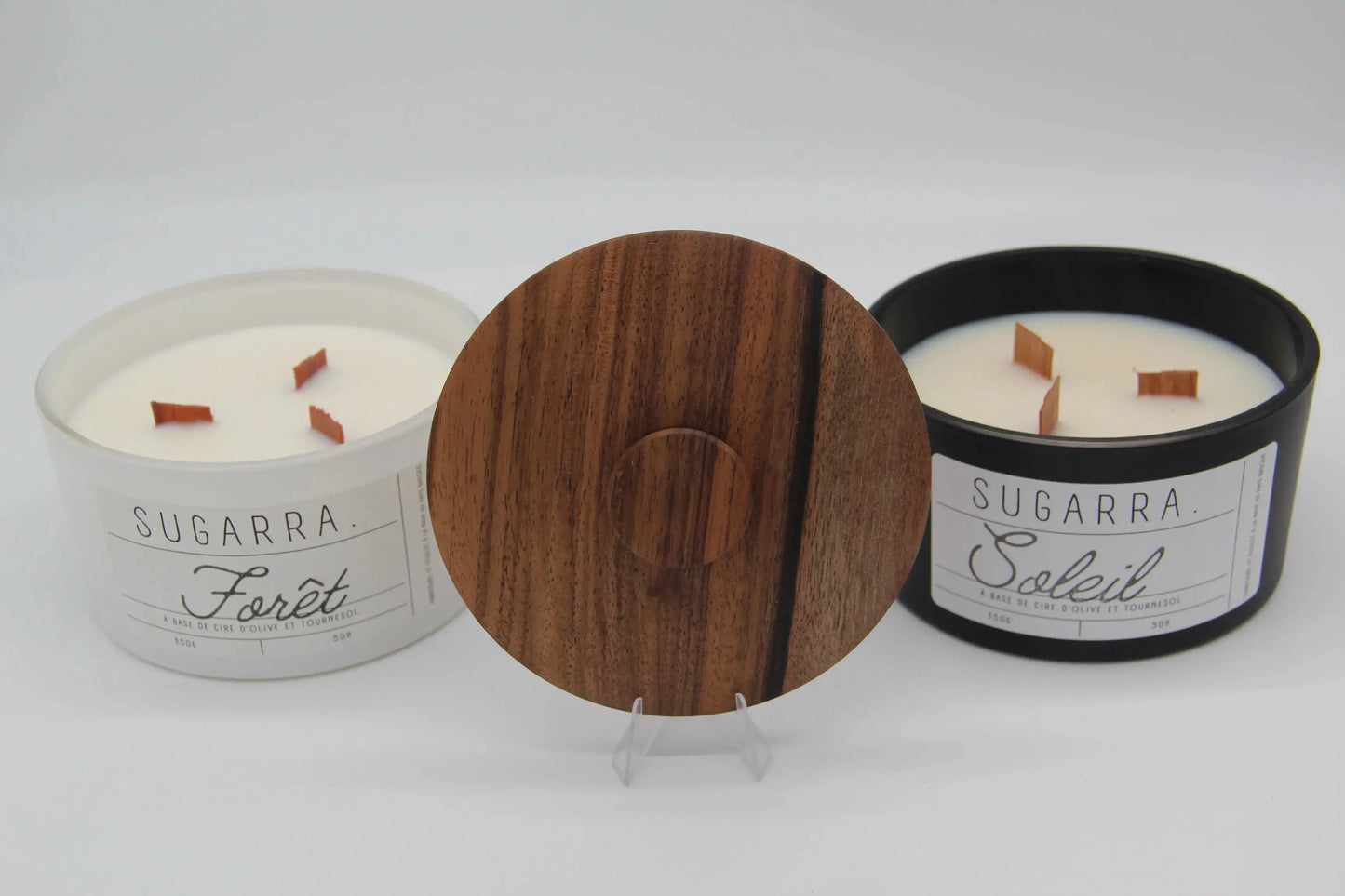 Bougie 350g avec couvercle en Noyer – Pièce n°08