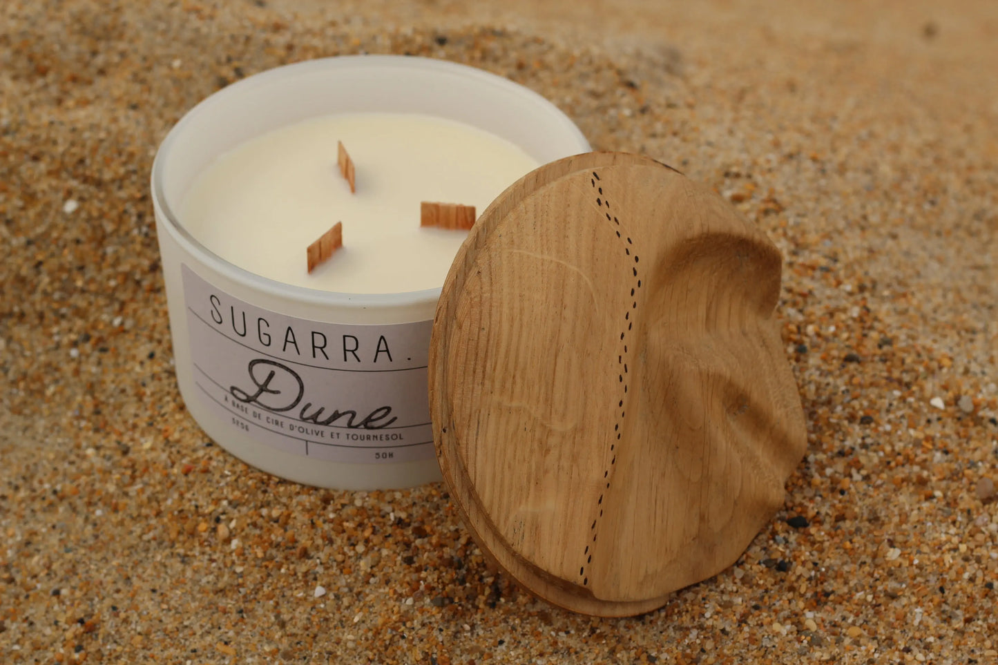 Bougie artisanale parfumée "Dune" avec couvercle sculpté à la main - 350 g Sugarra