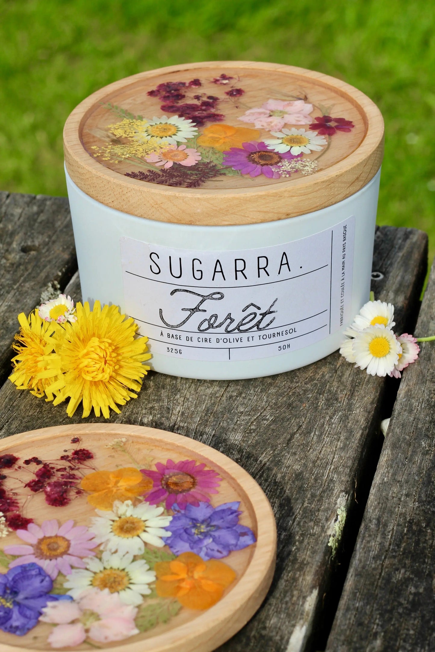 Bougie parfumée avec couvercle fleurs séchées - 350 g Sugarra