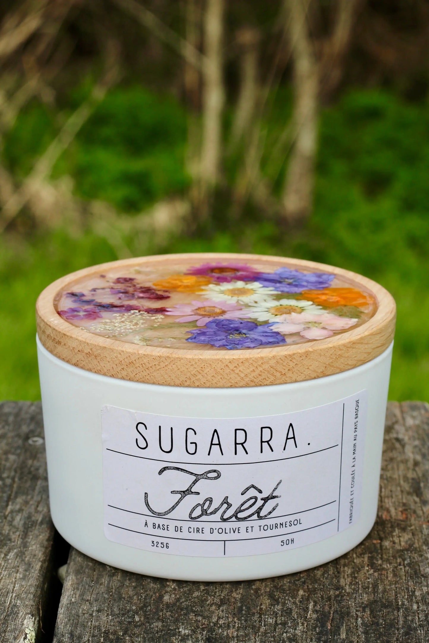 Bougie parfumée avec couvercle fleurs séchées - 350 g Sugarra