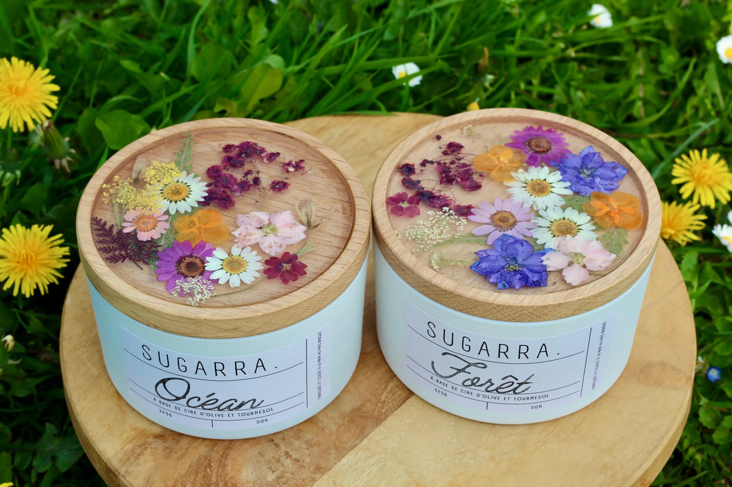 Bougie parfumée avec couvercle fleurs séchées - 350 g Sugarra