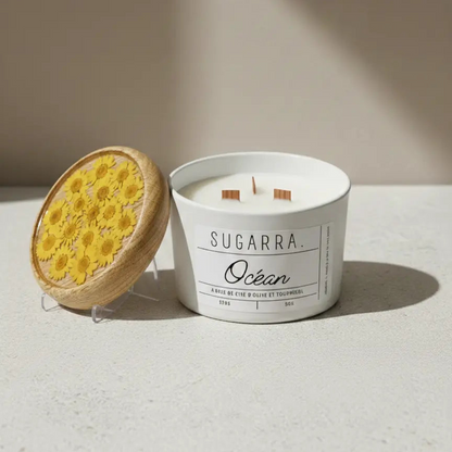 Bougie 350g avec couvercle Fleuris