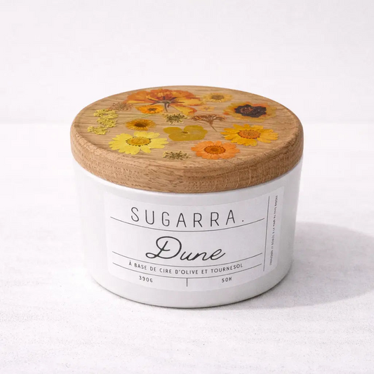 Bougie 350g avec couvercle Fleuris