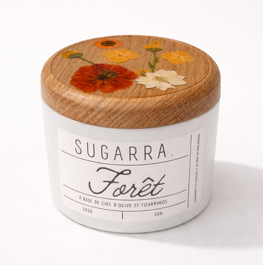 Bougie 350g avec couvercle Fleuris