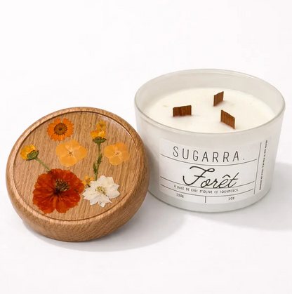 Bougie 350g avec couvercle Fleuris