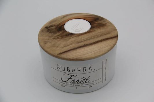 Bougie 350g avec couvercle en Bois spéciaux – Pièce n°05 ( Tulipier ) Sugarra