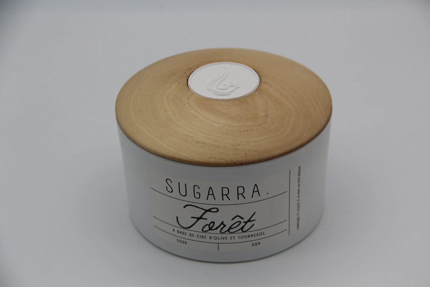Bougie 350g avec couvercle en Bois spéciaux – Pièce n°05 ( Tulipier ) Sugarra