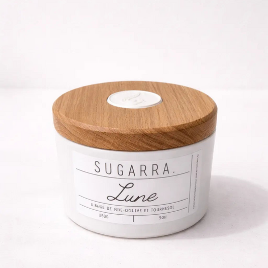 Bougie 350g avec couvercle en Chêne