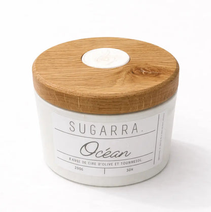 Bougie 350g avec couvercle en Chêne