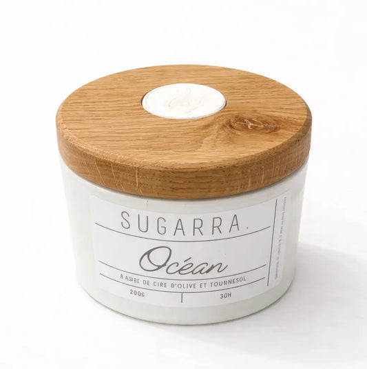 Bougie 350g avec couvercle en Chêne