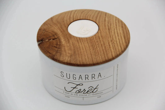 Bougie 350g avec couvercle en Chêne – Pièce n°01 Sugarra