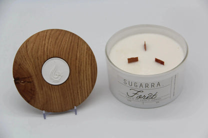 Bougie 350g avec couvercle en Chêne – Pièce n°01 Sugarra