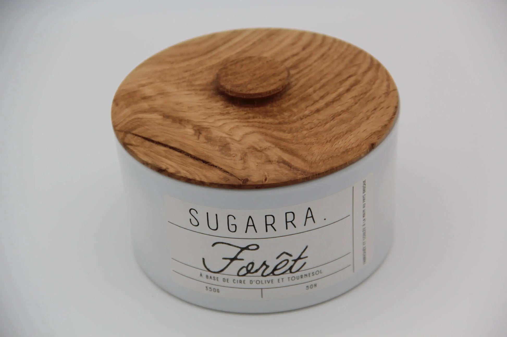 Bougie 350g avec couvercle en Chêne – Pièce n°02 Sugarra