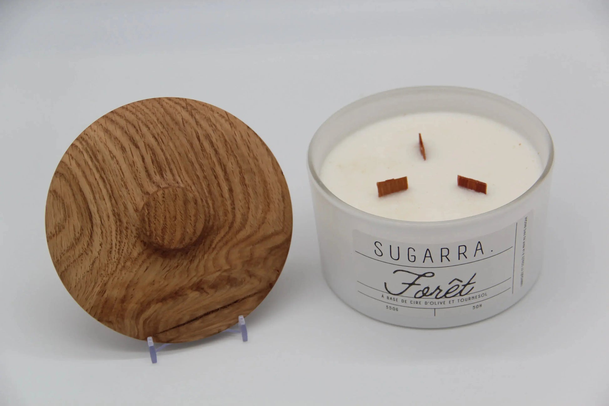 Bougie 350g avec couvercle en Chêne – Pièce n°02 Sugarra