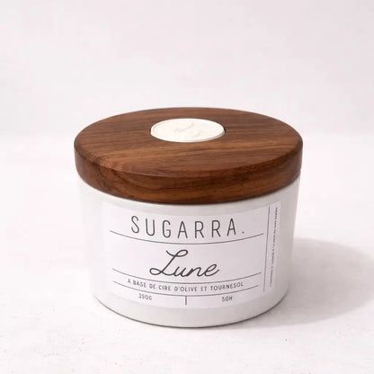 Bougie 350g avec couvercle en Noyer Sugarra