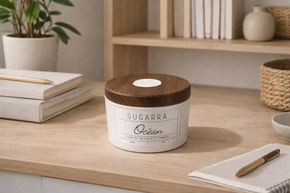Bougie 350g – Couvercle en noyer tourné à la main