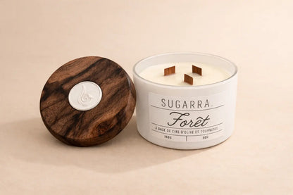 Bougie 350g avec couvercle en Noyer