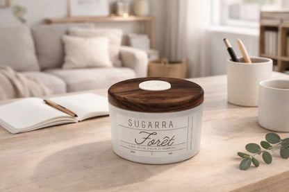 Bougie 350g avec couvercle en Noyer