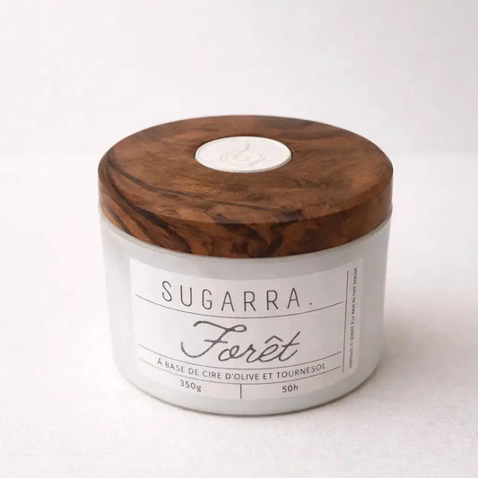 Bougie 350g avec couvercle en Noyer Sugarra