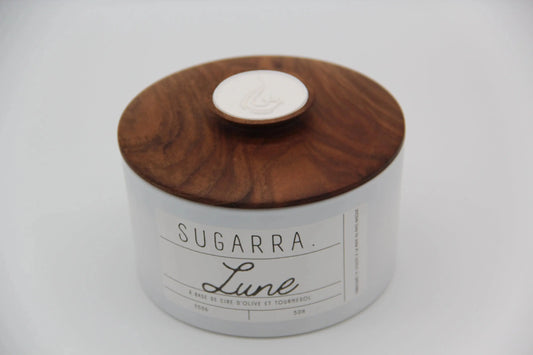 Bougie 350g avec couvercle en Noyer – Pièce n°01 Sugarra