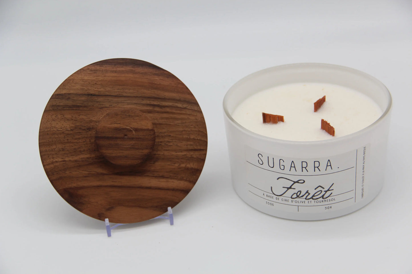 Bougie 350g avec couvercle en Noyer – Pièce n°03 Sugarra