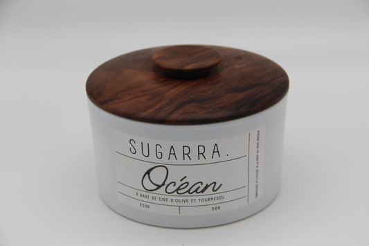 Bougie 350g avec couvercle en Noyer – Pièce n°04 Sugarra