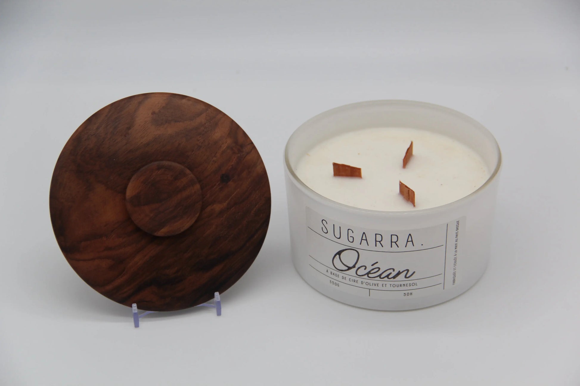 Bougie 350g avec couvercle en Noyer – Pièce n°04 Sugarra