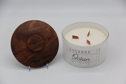 Bougie 350g avec couvercle en Noyer – Pièce n°04 Sugarra