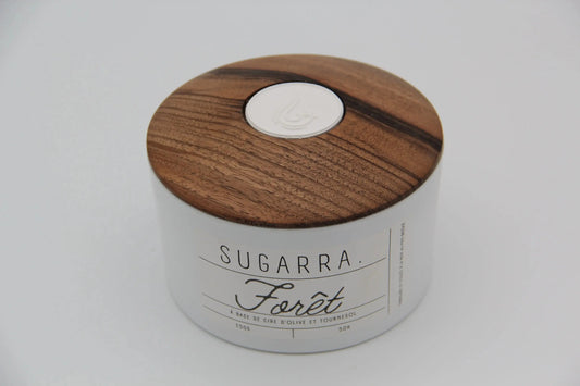 Bougie 350g avec couvercle en Noyer – Pièce n°06 Sugarra