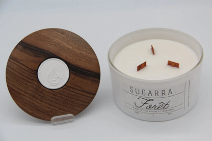 Bougie 350g avec couvercle en Noyer – Pièce n°06 Sugarra