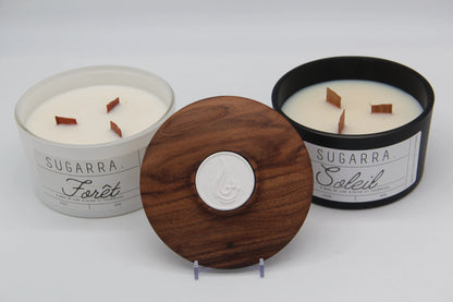 Bougie 350g avec couvercle en Noyer – Pièce n°09