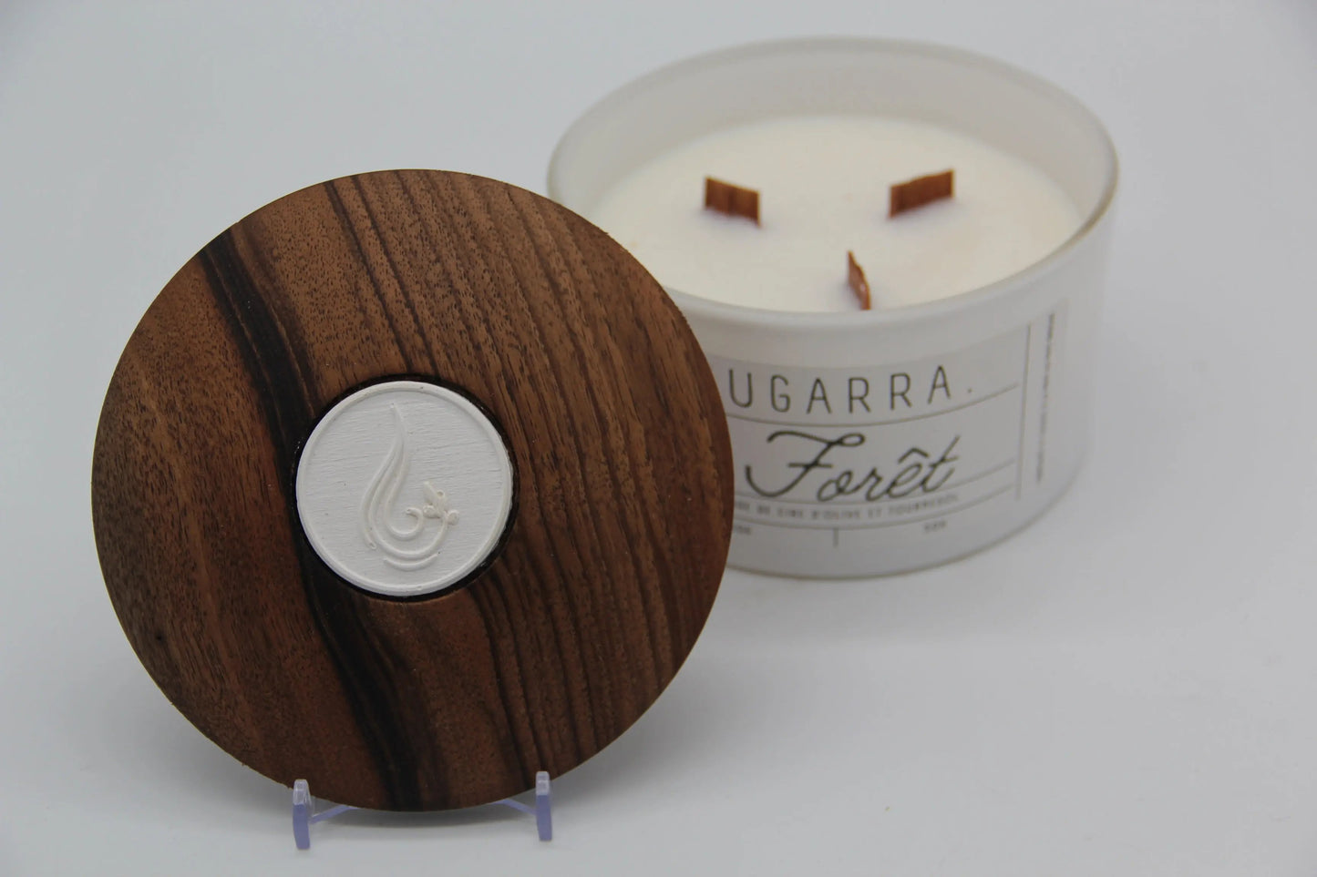 Bougie 350g avec couvercle en Noyer – Pièce n°12