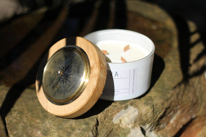 Bougie artisanale parfumée "Océan" avec couvercle Baromètre - 350 g Sugarra