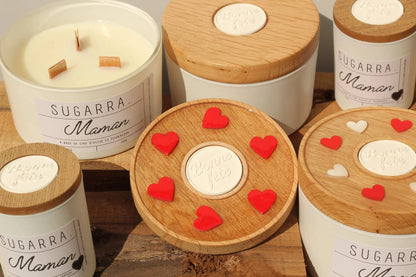 Bougie artisanale parfumée 350g - Fête des Mères - Couvercle coeur Rouge Sugarra