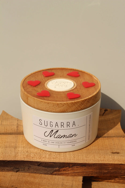 Bougie artisanale parfumée 350g - Fête des Mères - Couvercle coeur Rouge Sugarra