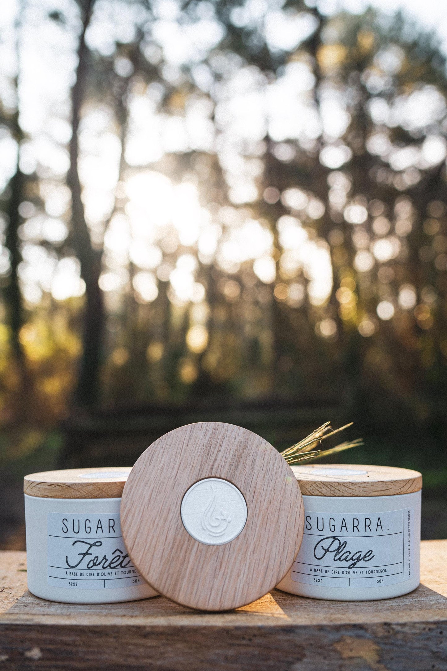 Bougie artisanale parfumée – 350 g | cire végétale & mèche en bois crépitante | Fabriqué en France Sugarra