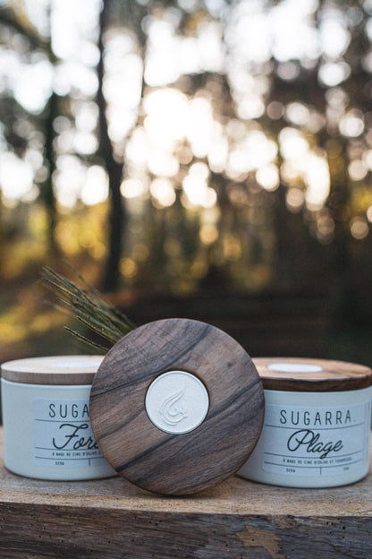 Bougie artisanale parfumée – 350 g | cire végétale & mèche en bois crépitante | Fabriqué en France Sugarra