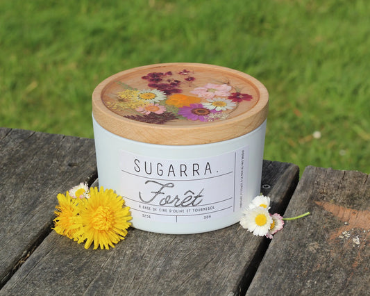 Bougie parfumée avec couvercle fleurs séchées - 350 g Sugarra