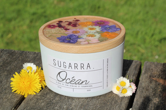 Bougie parfumée avec couvercle fleurs séchées - 350 g Sugarra