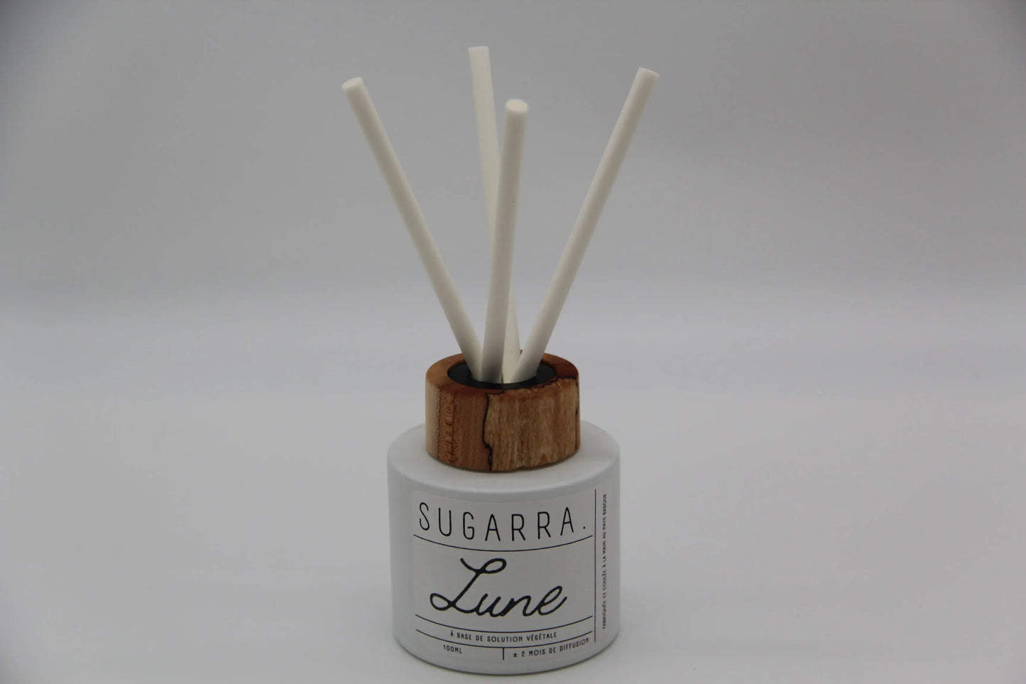 Diffuseur à tiges 100 ml avec bouchon en Bois spéciaux ( Erable échauffé ) - Pièce n°01 Sugarra