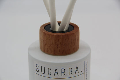 Diffuseur à tiges 100 ml avec bouchon en Bois spéciaux ( Hêtre Rouge ) - Pièce n°02 Sugarra